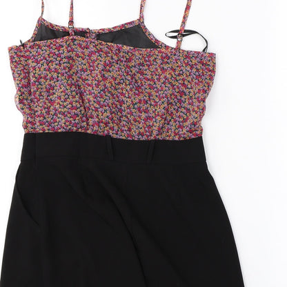 Heaven  Womens Black Floral  Jumpsuit One-Piece Size 10