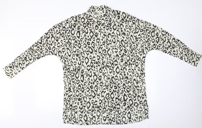 River Island  Womens Beige Animal Print  Basic Button-Up Size S