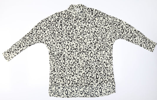 River Island  Womens Beige Animal Print  Basic Button-Up Size S