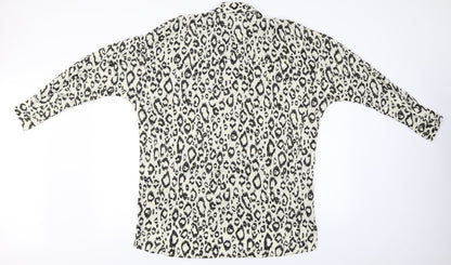 River Island  Womens Beige Animal Print  Basic Button-Up Size S