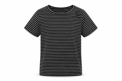 YD Girls Black Striped  Basic T-Shirt Size 9-10 Years