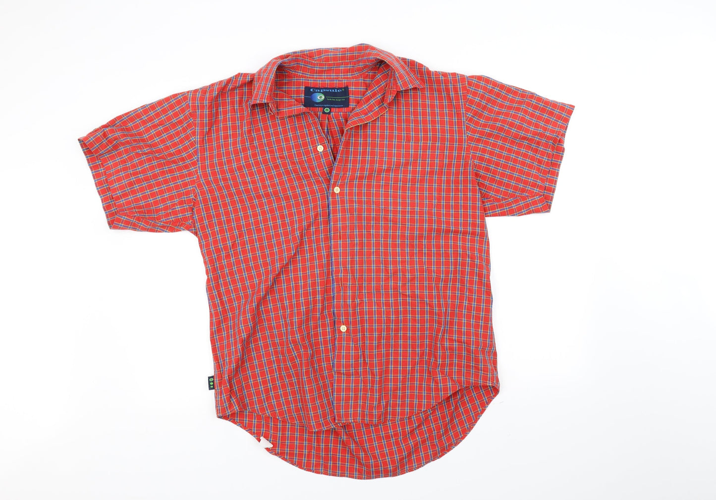 CAPSULE Womens Orange Check  Basic Button-Up Size M