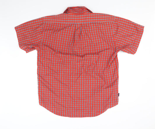 CAPSULE Womens Orange Check  Basic Button-Up Size M