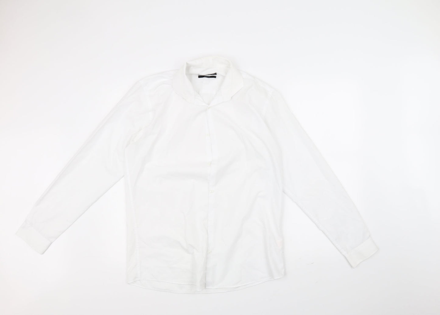 Mens UK Size 15.5 Cedar Wood State White  Button-Up Long Sleeve Casual Shirt