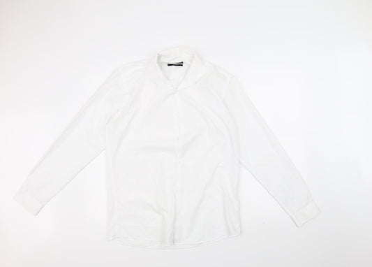 Mens UK Size 15.5 Cedar Wood State White  Button-Up Long Sleeve Casual Shirt