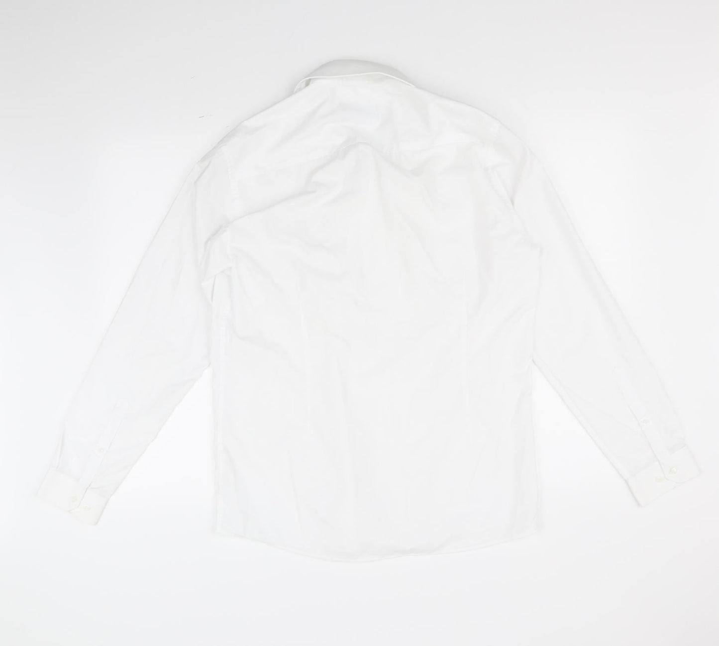 Mens UK Size 15.5 Cedar Wood State White  Button-Up Long Sleeve Casual Shirt