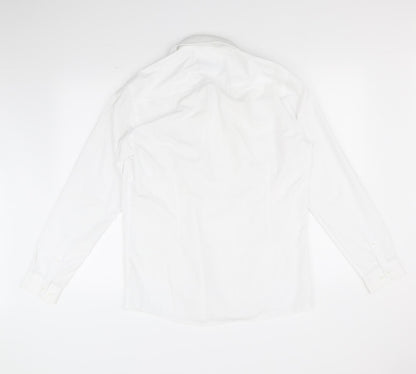Mens UK Size 15.5 Cedar Wood State White  Button-Up Long Sleeve Casual Shirt