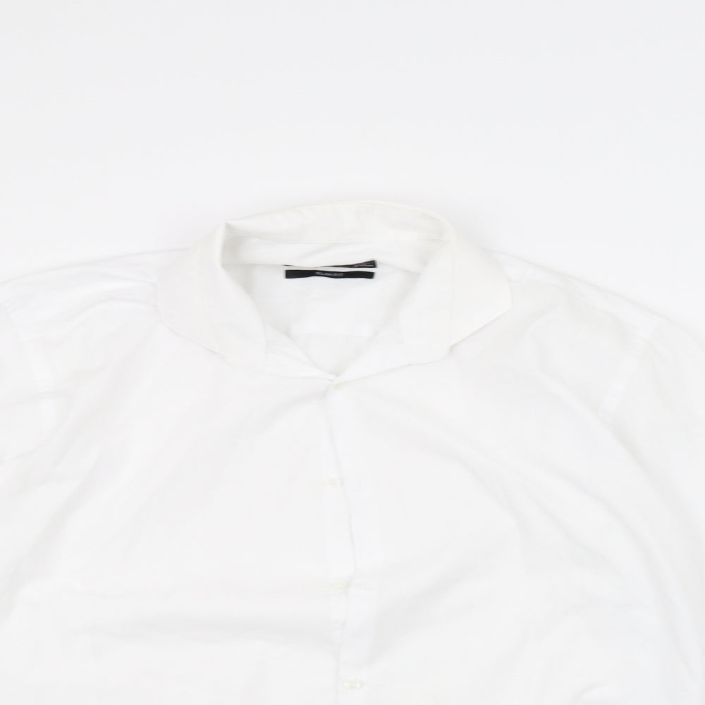 Mens UK Size 15.5 Cedar Wood State White  Button-Up Long Sleeve Casual Shirt