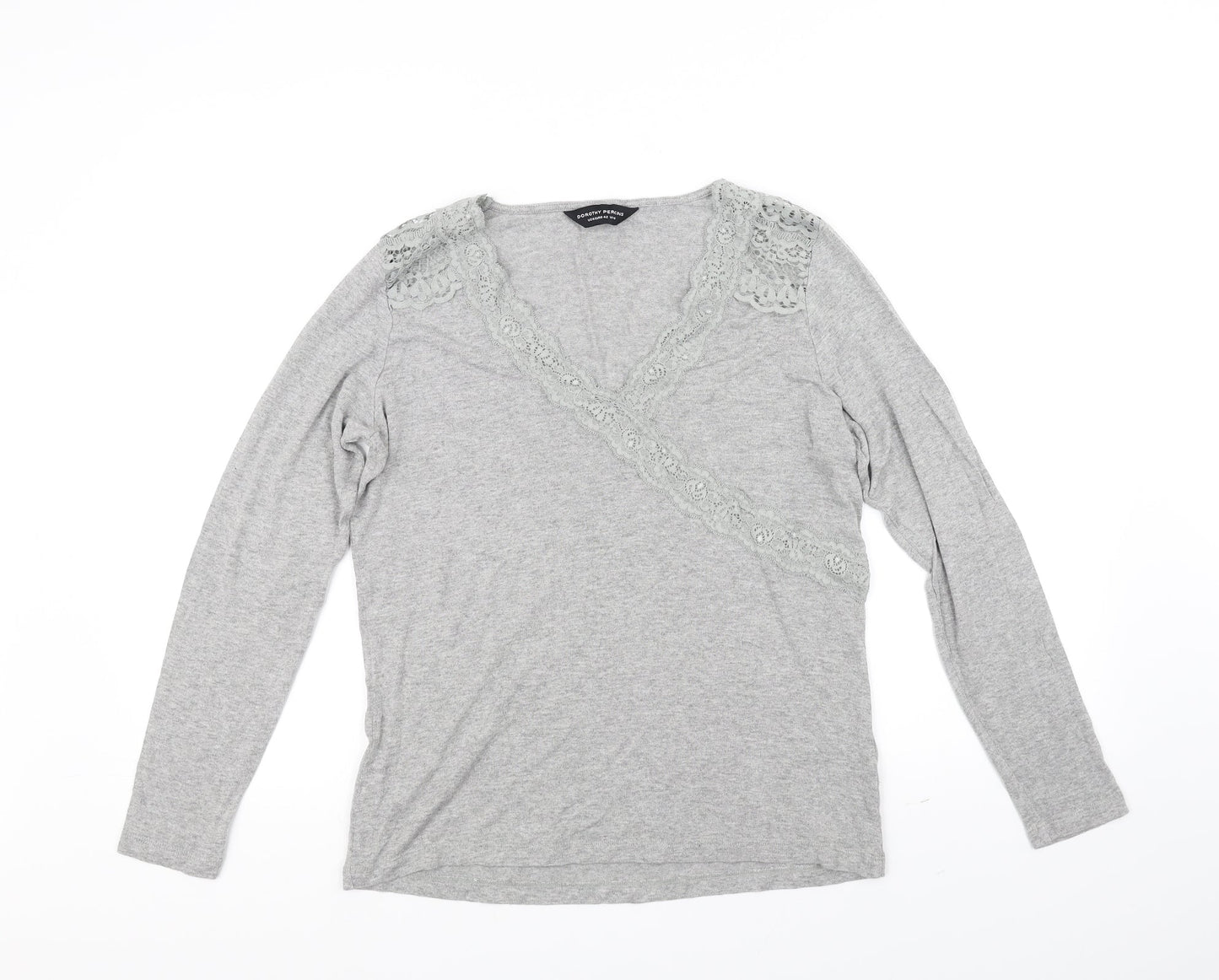 Womens UK Size 14 Dorothy Perkins Grey Basic T-Shirt