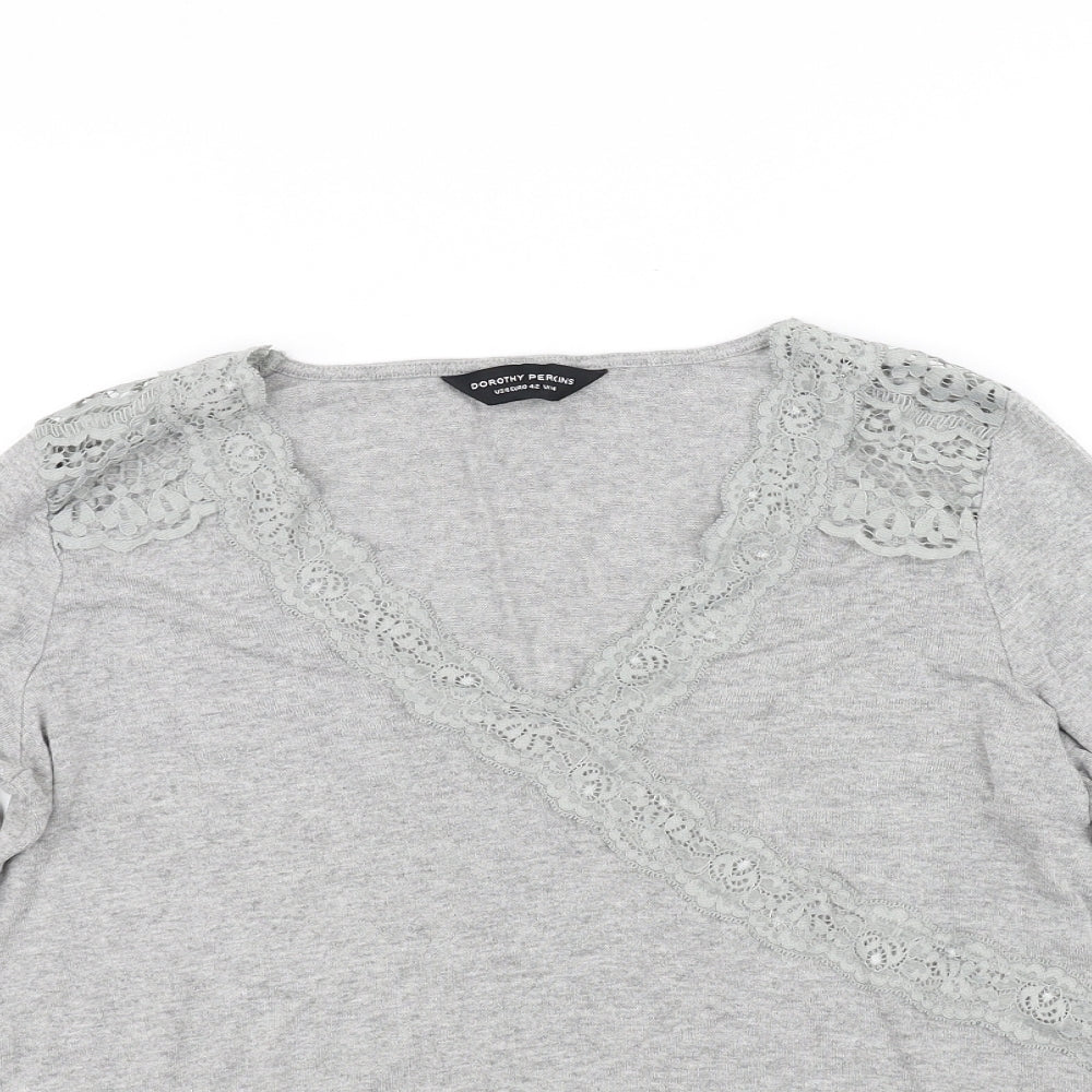 Womens UK Size 14 Dorothy Perkins Grey Basic T-Shirt