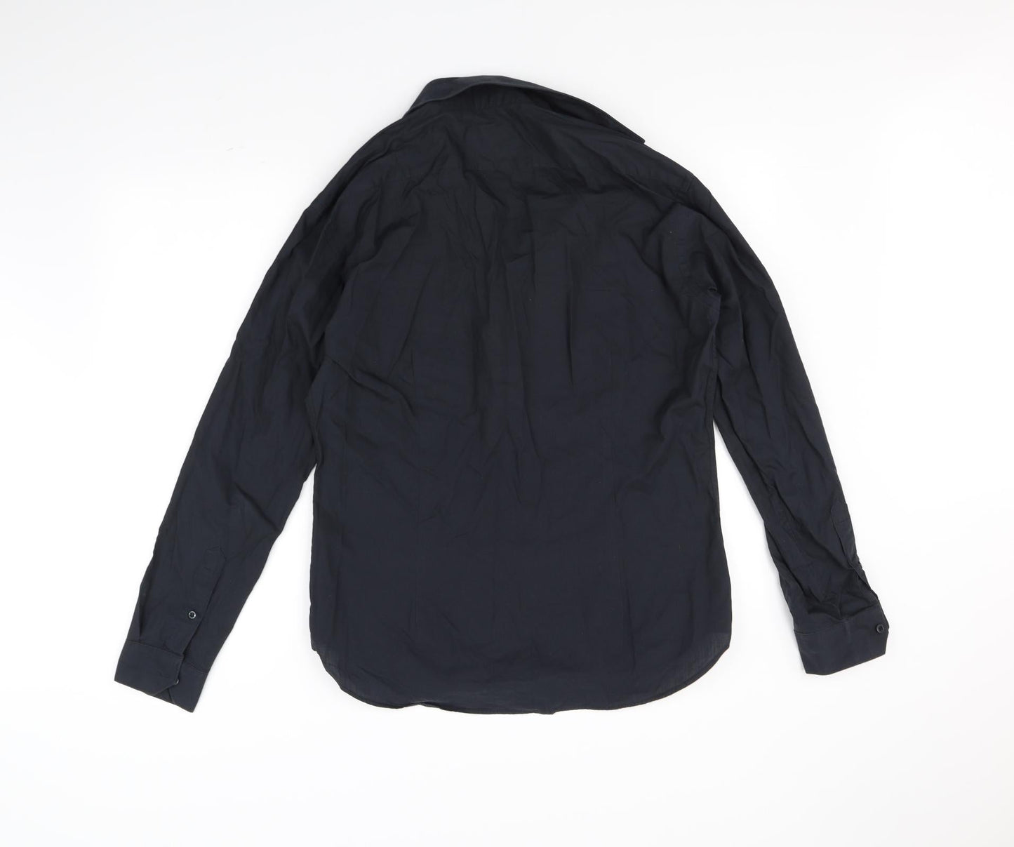 Mens UK Size 16 OneSix5ive Black  Button-Up Long Sleeve Casual Shirt