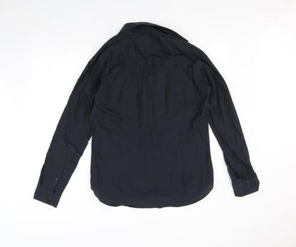 Mens UK Size 16 OneSix5ive Black  Button-Up Long Sleeve Casual Shirt