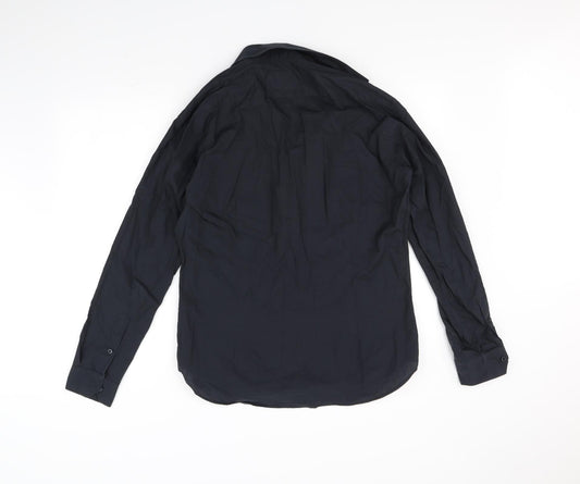 Mens UK Size 16 OneSix5ive Black  Button-Up Long Sleeve Casual Shirt
