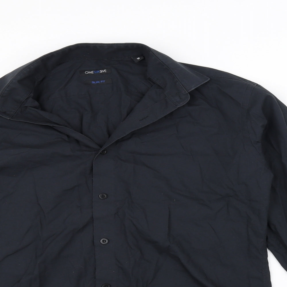 Mens UK Size 16 OneSix5ive Black  Button-Up Long Sleeve Casual Shirt