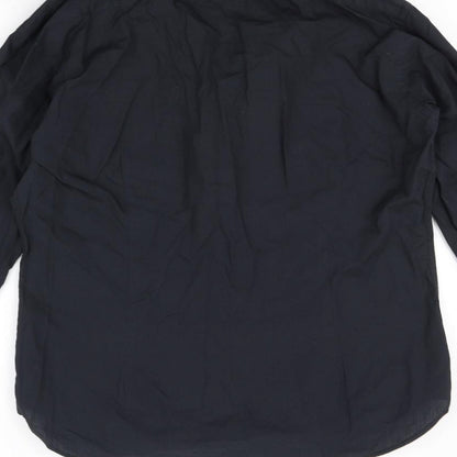Mens UK Size 16 OneSix5ive Black  Button-Up Long Sleeve Casual Shirt