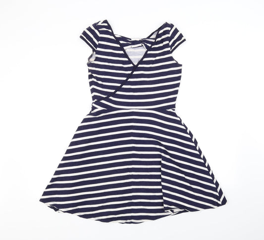 Dorothy Perkins Womens Blue Striped  Fit & Flare  Size 8