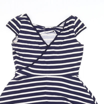 Dorothy Perkins Womens Blue Striped  Fit & Flare  Size 8