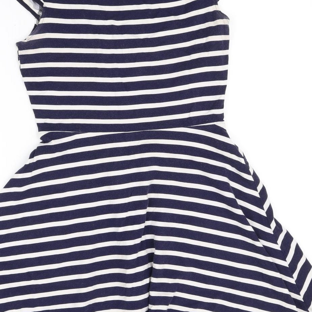 Dorothy Perkins Womens Blue Striped  Fit & Flare  Size 8