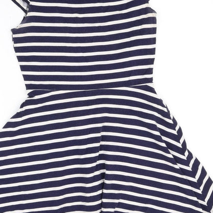Dorothy Perkins Womens Blue Striped  Fit & Flare  Size 8