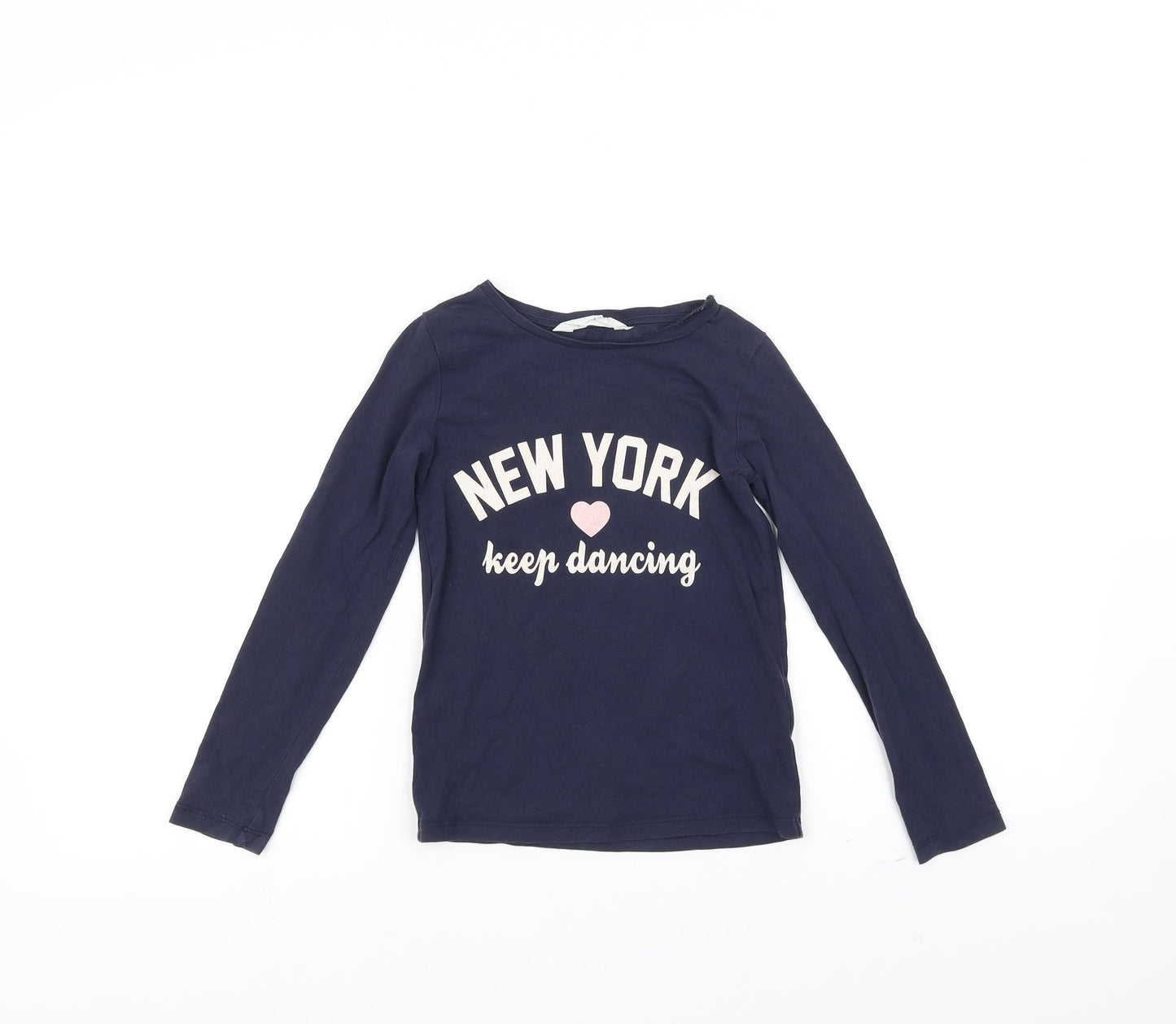 H&M Girls Blue   Basic T-Shirt Size 5-6 Years  - NEW YORK