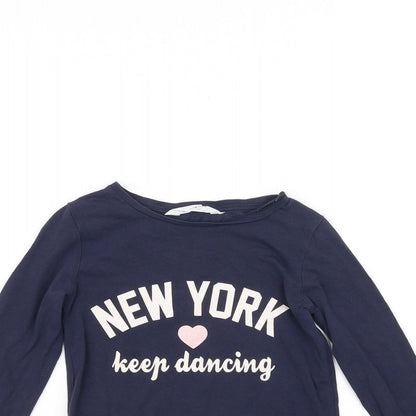 H&M Girls Blue   Basic T-Shirt Size 5-6 Years  - NEW YORK