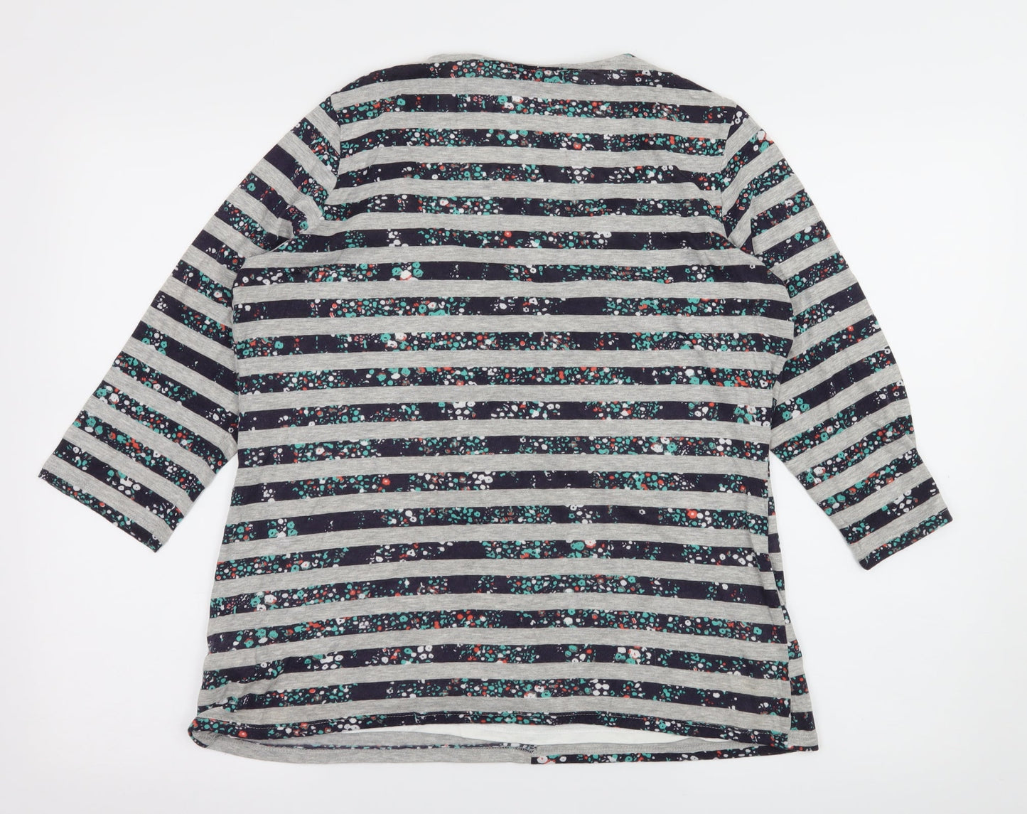 Per Una Womens Grey Striped Jersey Basic T-Shirt Size 16