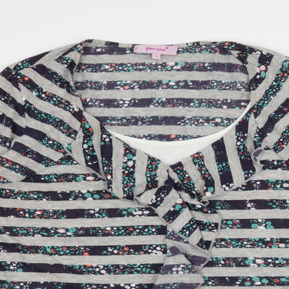 Per Una Womens Grey Striped Jersey Basic T-Shirt Size 16