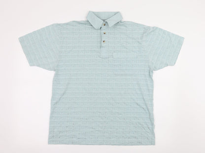 Armando Mens Blue Geometric Jersey  Polo Size M