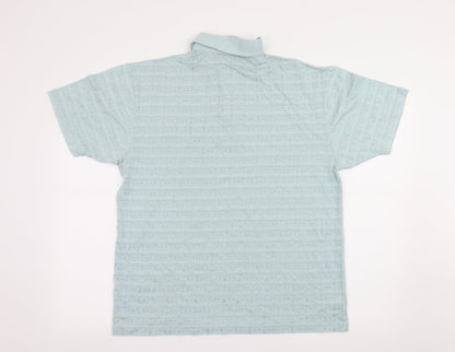 Armando Mens Blue Geometric Jersey  Polo Size M