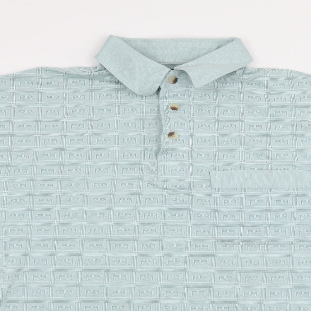 Armando Mens Blue Geometric Jersey  Polo Size M