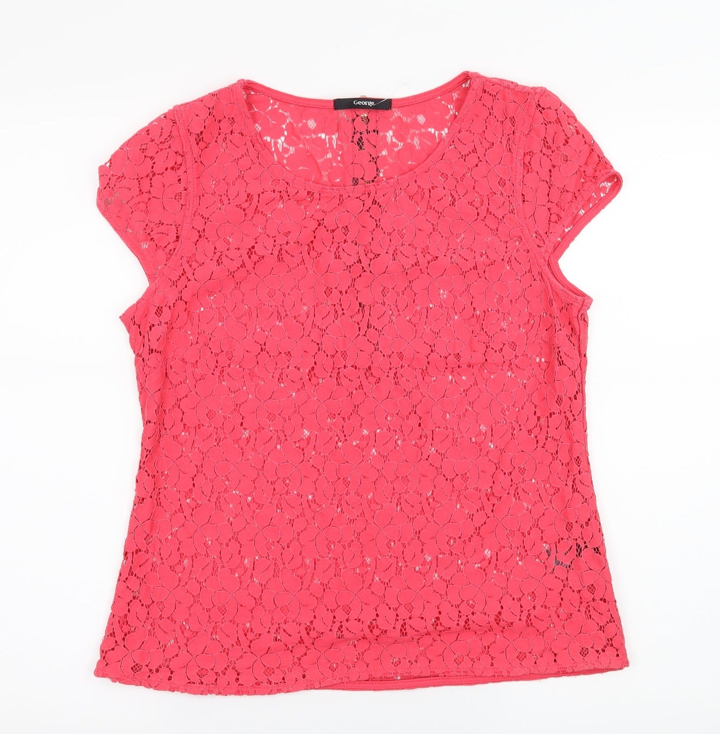 George Womens Pink  Lace Basic T-Shirt Size 12