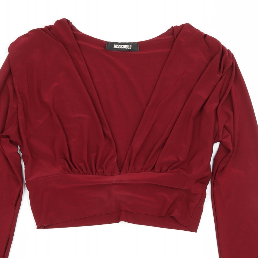 Womens UK Size 8 Missguided Red Basic T-Shirt