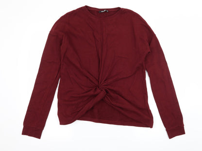 Missguided Womens Red  Jersey Pullover Sweatshirt Size S  - Knot Detail