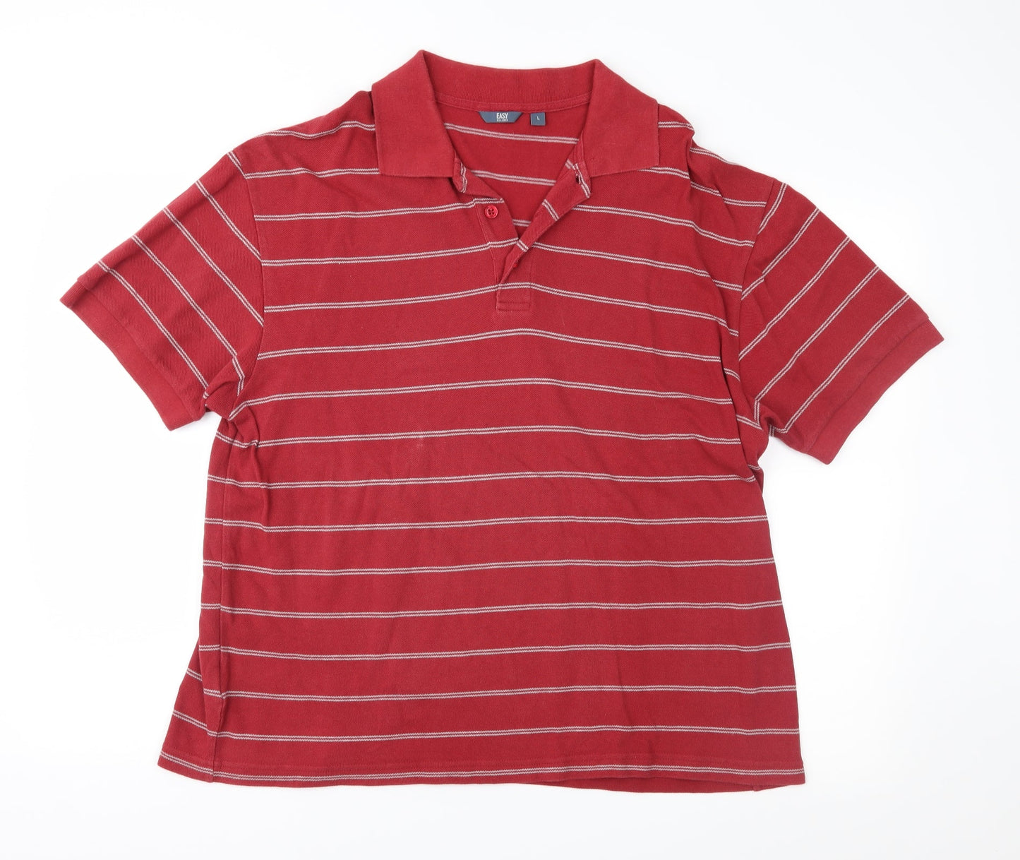 Easy Mens Red Striped   Polo Size L