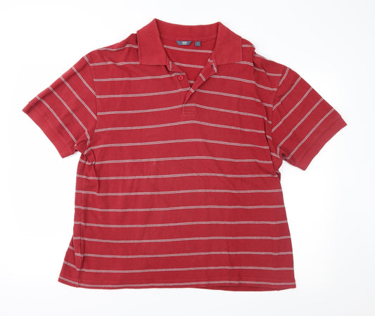 Easy Mens Red Striped   Polo Size L