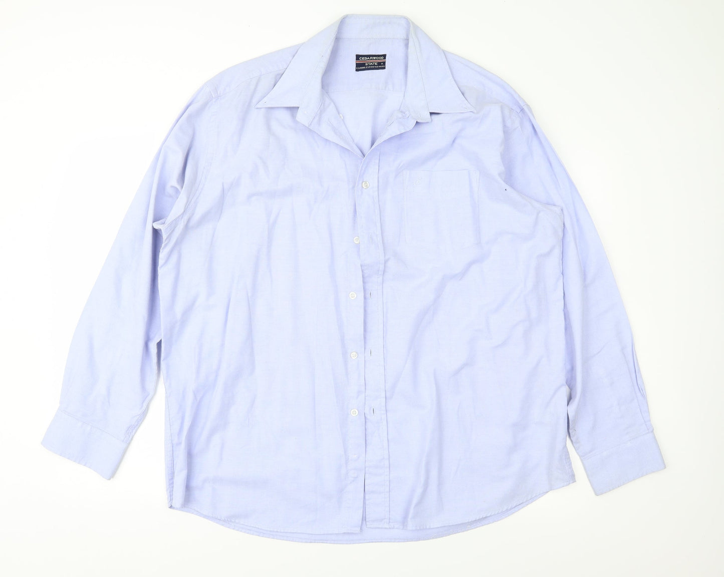 Mens UK Size XL Cedar Wood State Blue  Button-Up Long Sleeve Casual Shirt