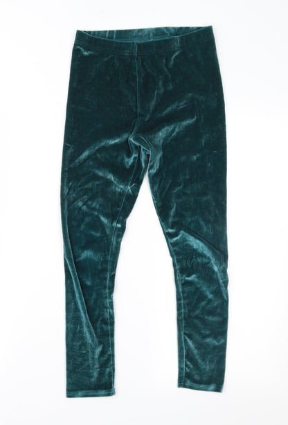 NEXT Girls Green  Velour Jegging Trousers Size 9 Years