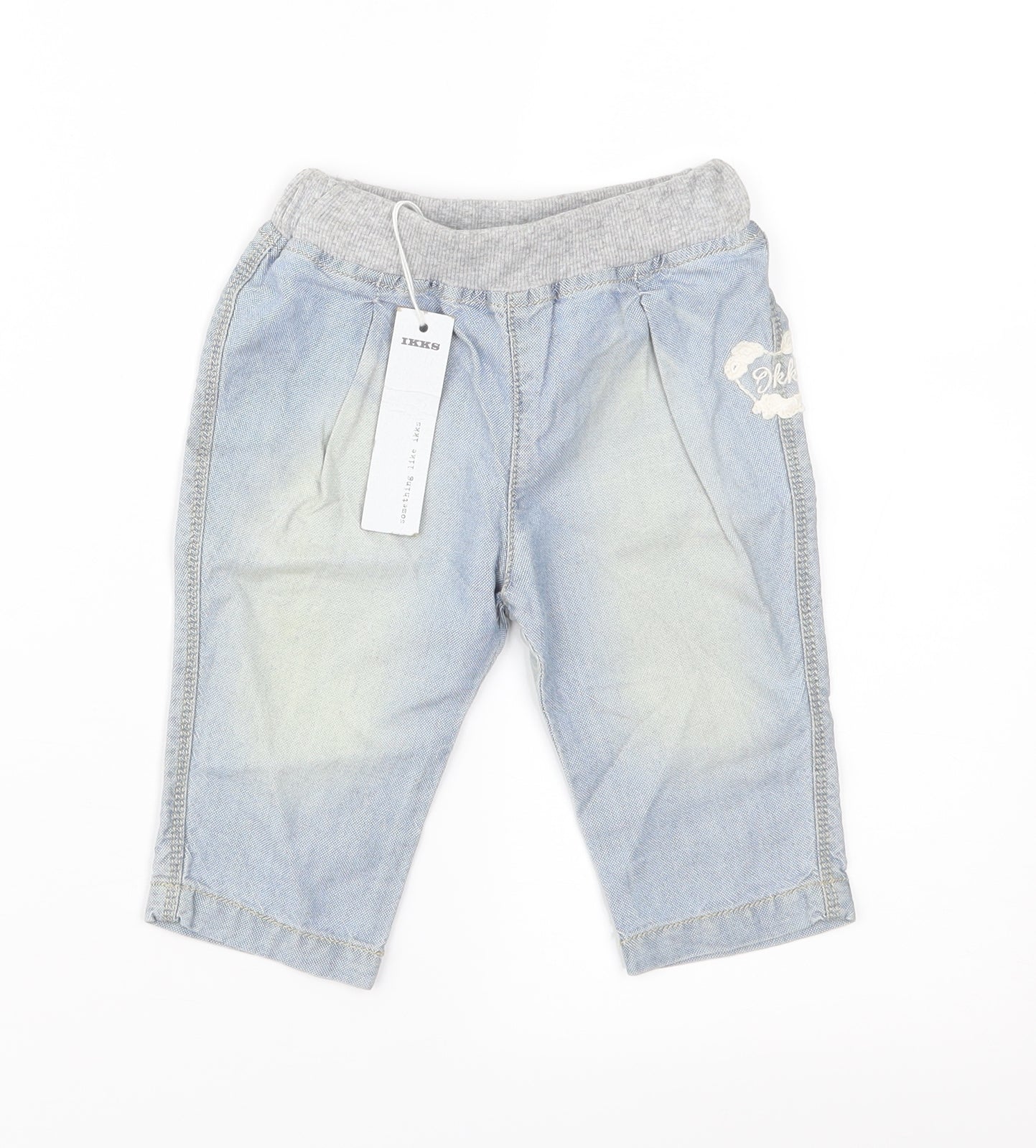 IKKS Baby Blue  Denim Cargo Jeans Size 3-6 Months