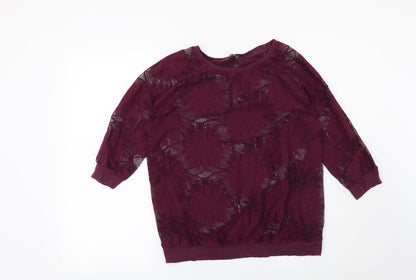 Atmosphere Womens Purple Floral  Pullover Sweatshirt Size 8