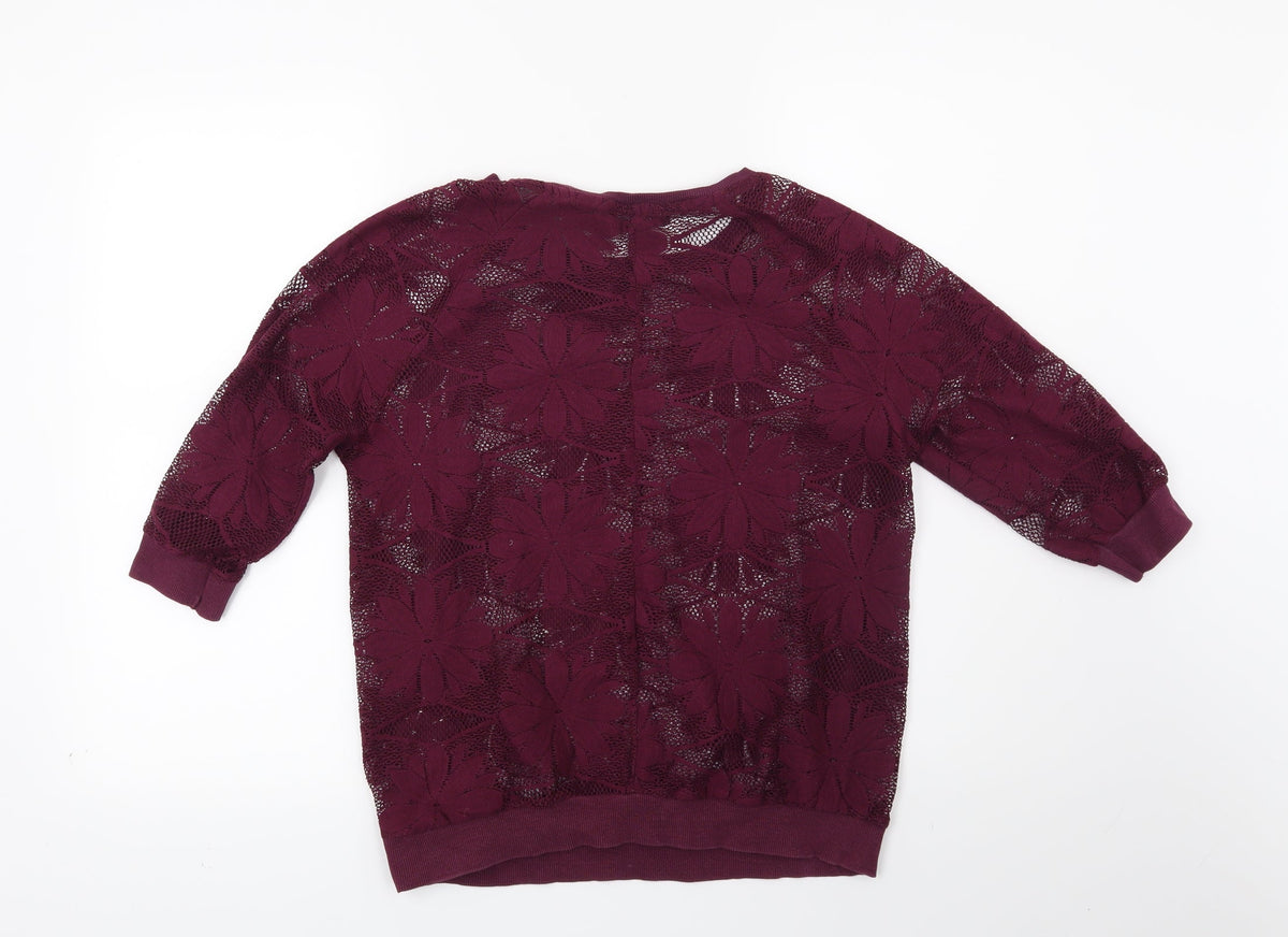 Atmosphere Womens Purple Floral  Pullover Sweatshirt Size 8