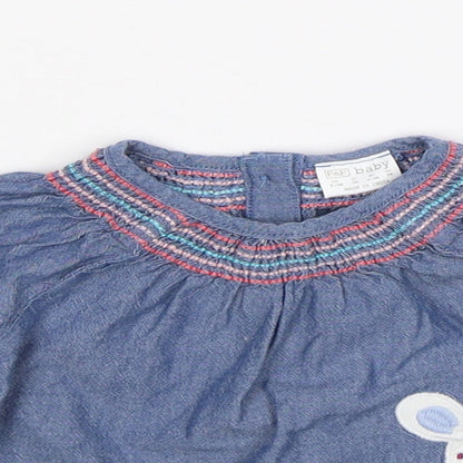 F&F Girls Blue  Denim Shirt Dress  Size 6-9 Months