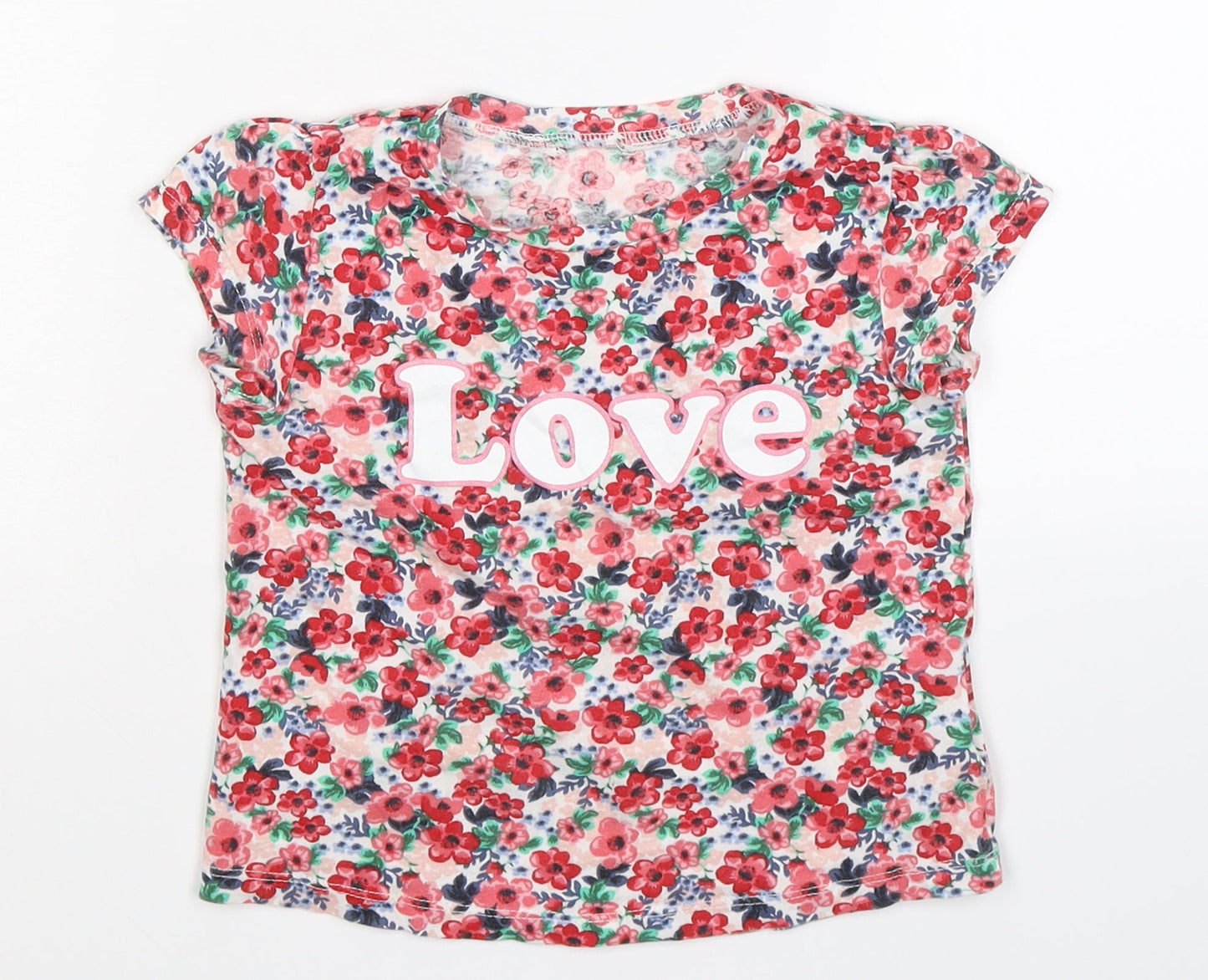 H&M Girls Multicoloured Floral  Basic T-Shirt Size S