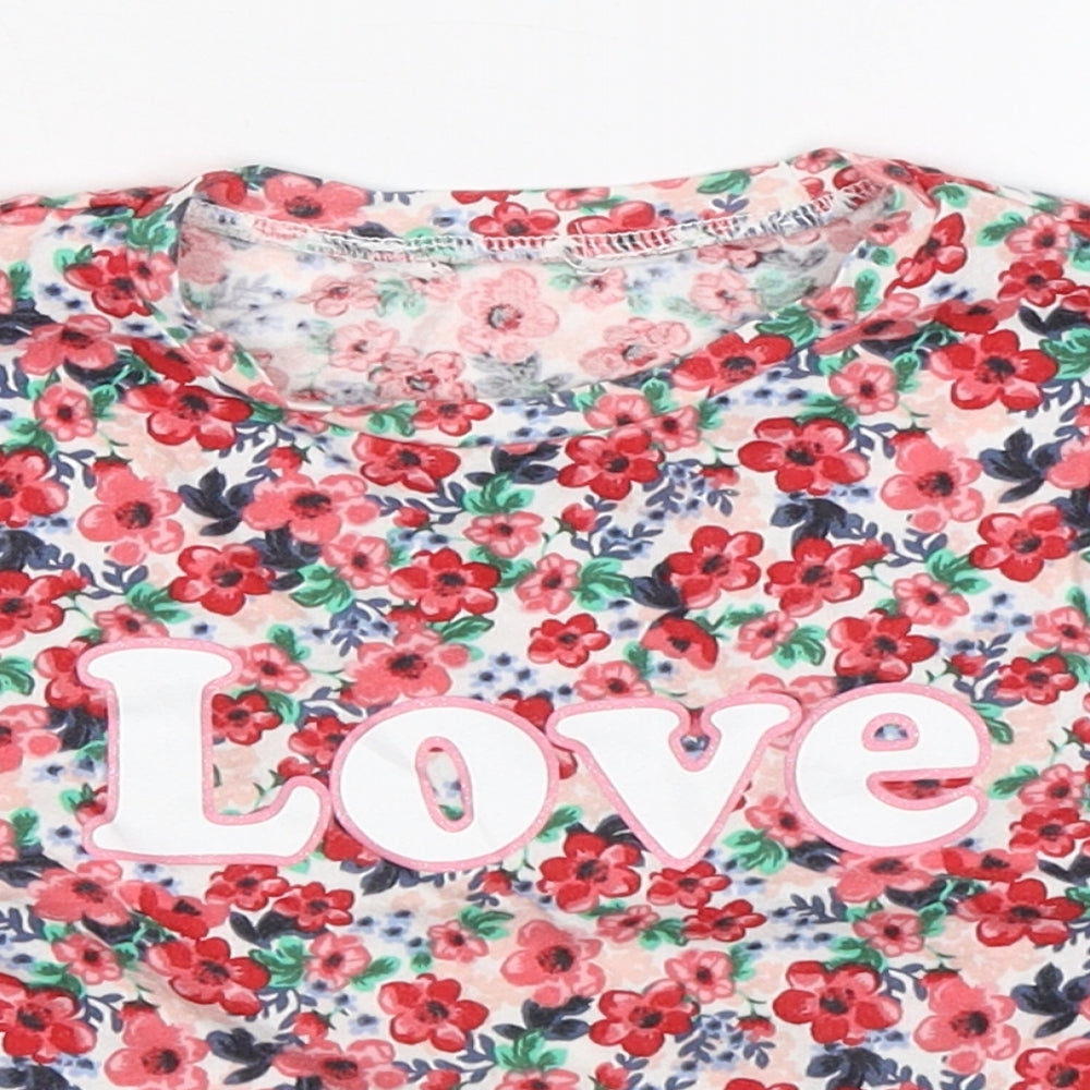 H&M Girls Multicoloured Floral  Basic T-Shirt Size S