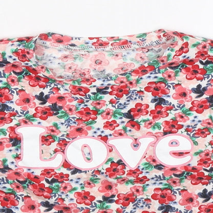 H&M Girls Multicoloured Floral  Basic T-Shirt Size S
