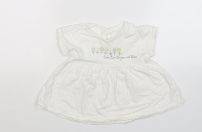 George Girls White   T-Shirt Dress  Size 6-9 Months
