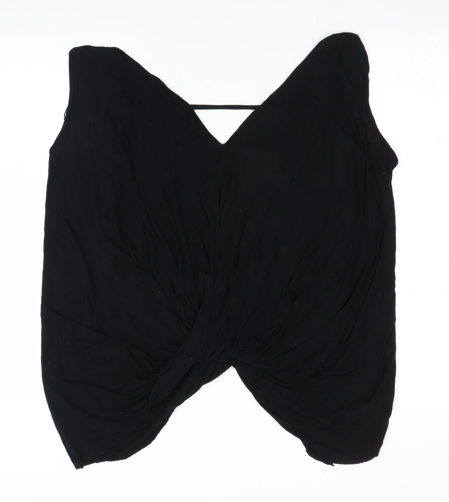 Womens UK Size 10 River Island Black Wrap Blouse
