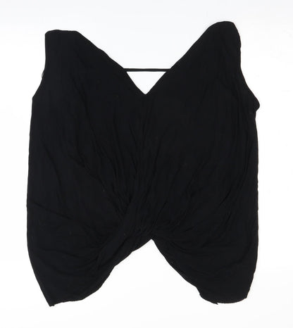 Womens UK Size 10 River Island Black Wrap Blouse