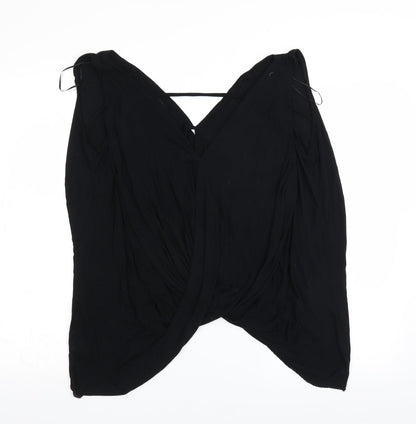 Womens UK Size 10 River Island Black Wrap Blouse