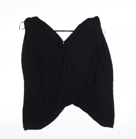 Womens UK Size 10 River Island Black Wrap Blouse
