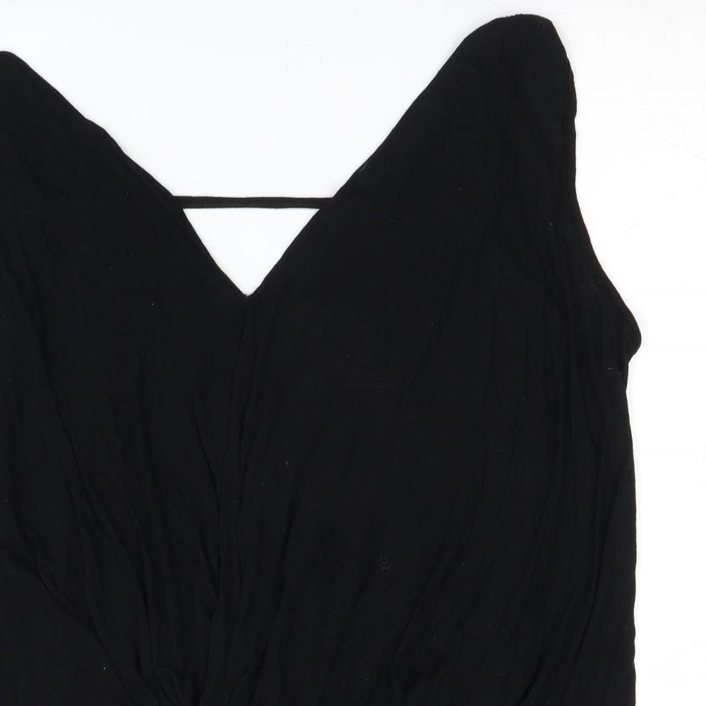 Womens UK Size 10 River Island Black Wrap Blouse